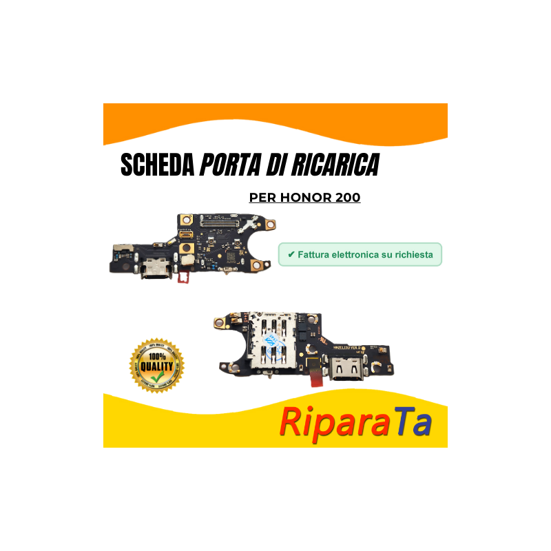 PCB Connettore + Microfono + Lettore SIM per Honor 200 PARI ORIGINALE