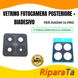 Vetrino Vetro Fotocamera Camera Posteriore per Xiaomi 14 Pro Nero + Biadesivo ORI