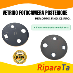 Vetrino Vetro Fotocamera Camera Posteriore per Oppo Find X8 Pro Nero + Biadesivo  ORI