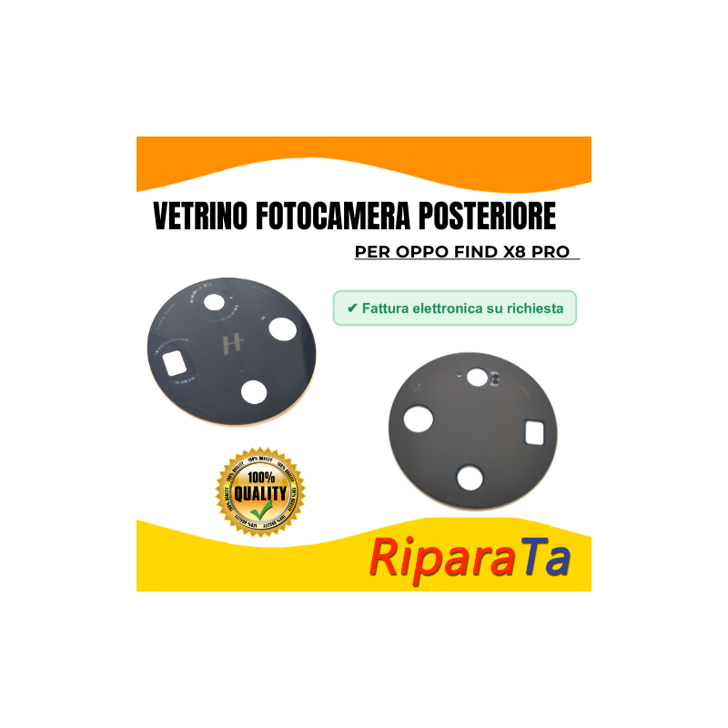 Vetrino Vetro Fotocamera Camera Posteriore per Oppo Find X8 Pro Nero + Biadesivo  ORI