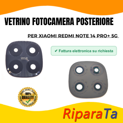 Vetrino Vetro Fotocamera Camera Posteriore per Xiaomi Redmi Note 14 Pro+ 5G Nero + Biadesivo ORI