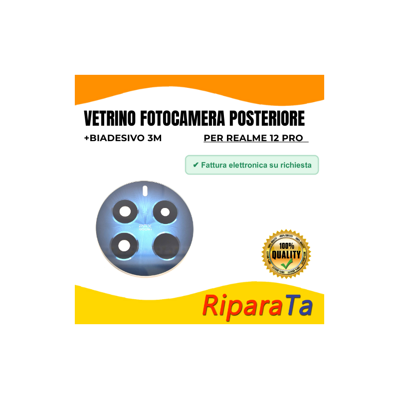 Vetrino Vetro Fotocamera Camera Posteriore per Realme 12 PRo + Biadesivo 3M  ORI