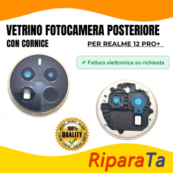 VETRINO VETRO LENTE CAMERA POSTERIORE CON CORNICE per REALME 12 PRO+ NERO ORI
