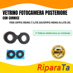 Vetrino Vetro Fotocamera Camera Posteriore + Cornice per OPPO RENO 7 LITE 5G / OPPORE RENO 8 LITE 5G   NERO ORI