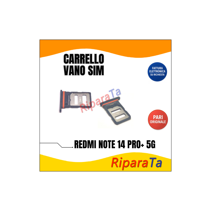 SLOT CARRELLO PORTA SIM CARD PER XIAOMI REDMI NOTE 14 PRO PLUS 5G NERO