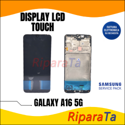 DISPLAY LCD TOUCH+FRAME SAMSUNG GALAXY A16 5G SM-A166 SERVICE PACK ORIGINALE NERO