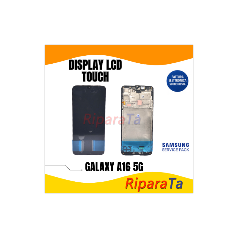 DISPLAY LCD TOUCH+FRAME SAMSUNG GALAXY A16 5G SM-A166 SERVICE PACK ORIGINALE NERO