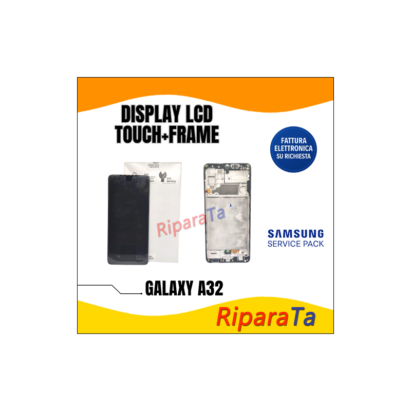 DISPLAY LCD+TOUCH+FRAME SAMSUNG GALAXY A32 SM-A325F SERVICE PACK ORIGINALE NERO