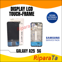 DISPLAY LCD+TOUCH+FRAME SAMSUNG GALAXY A25 5G SM-A256B SERVICE PACK ORIGINALE NERO