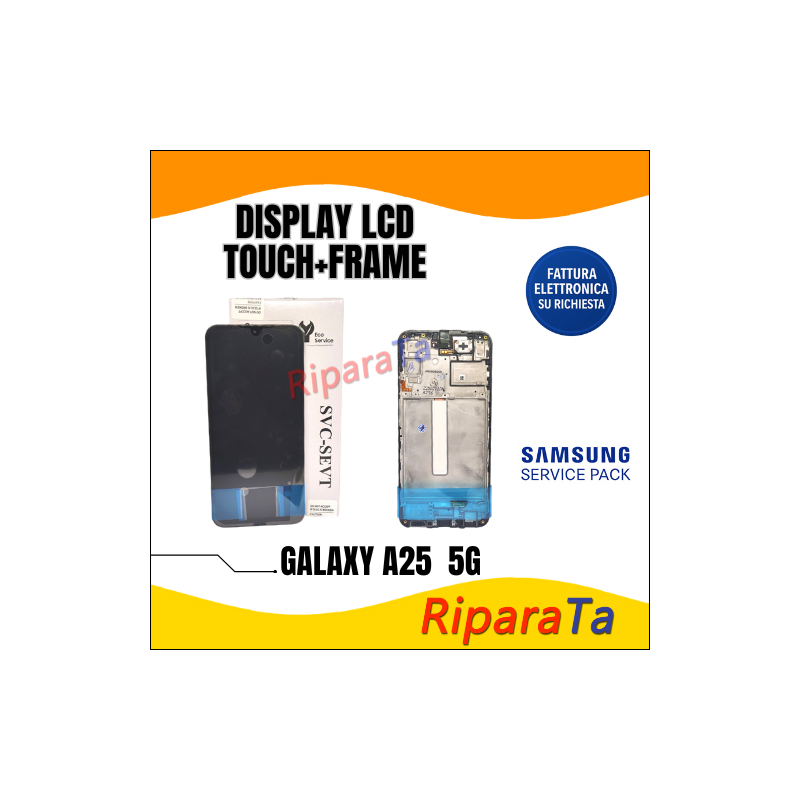 DISPLAY LCD+TOUCH+FRAME SAMSUNG GALAXY A25 5G SM-A256B SERVICE PACK ORIGINALE NERO