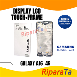 DISPLAY LCD+TOUCH+FRAME SAMSUNG GALAXY A16 4G SM-A165F SERVICE PACK ORIGINALE NERO
