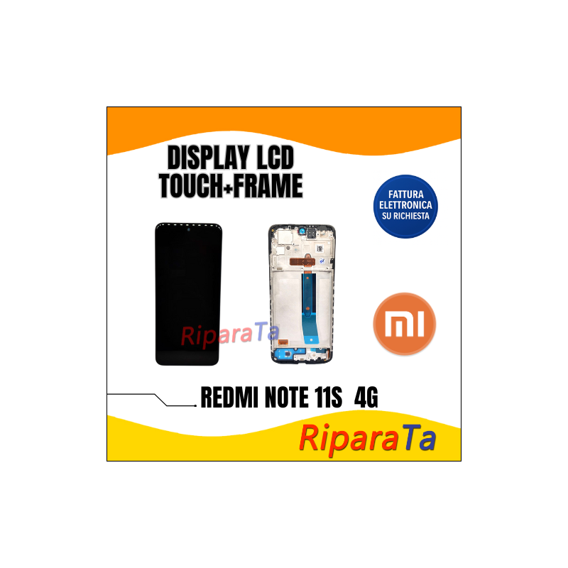 DISPLAY LCD TOUCH + FRAME SERVICE PACK XIAOMI REDMI NOTE 11S 4G ORIGINALE NERO