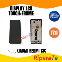 DISPLAY LCD TOUCHSCREEN+FRAME SERVICE PACK XIAOMI REDMI 13C 4G ORIGINALE NERO