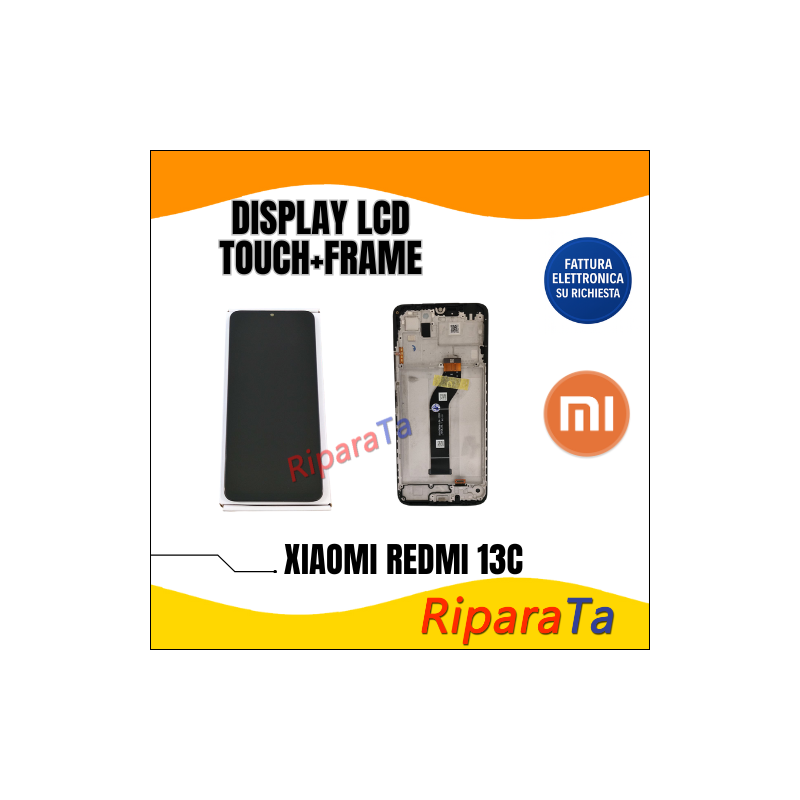 DISPLAY LCD TOUCHSCREEN+FRAME SERVICE PACK XIAOMI REDMI 13C 4G ORIGINALE NERO