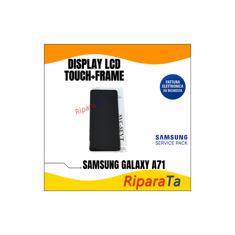 DISPLAY LCD TOUCH+FRAME SAMSUNG GALAXY A71 SM-A715F SERVICE PACK ORIGINALE NERO