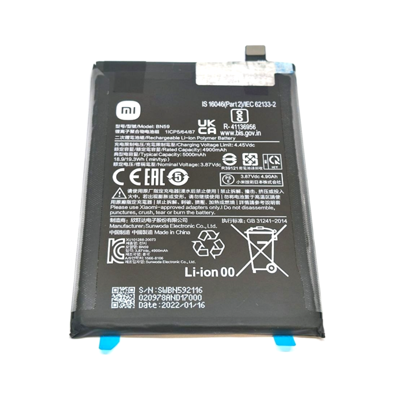 BATTERIA ORIGINALE BN59 XIAOMI REDMI NOTE 10 4G M2101K7AG 5000MaH
