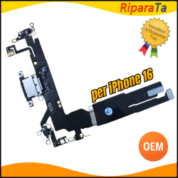 CONNETTORE RICARICA PER APPLE IPHONE 16 A3287 FLAT DOCK MICROFONO OEM