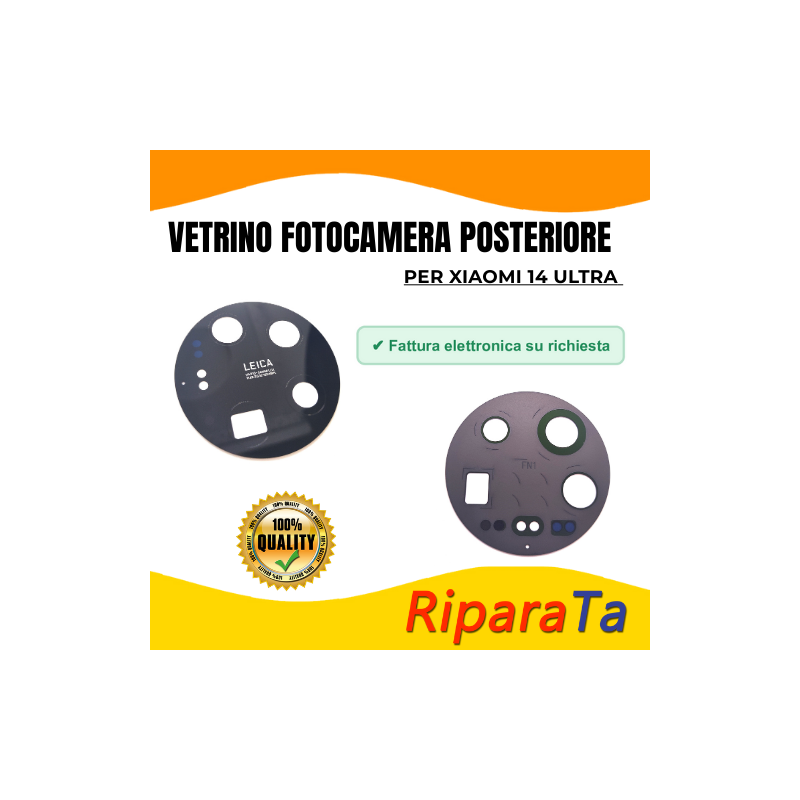 Vetrino Vetro Fotocamera Camera Posteriore per Xiaomi 14 ULTRA Nero ORI