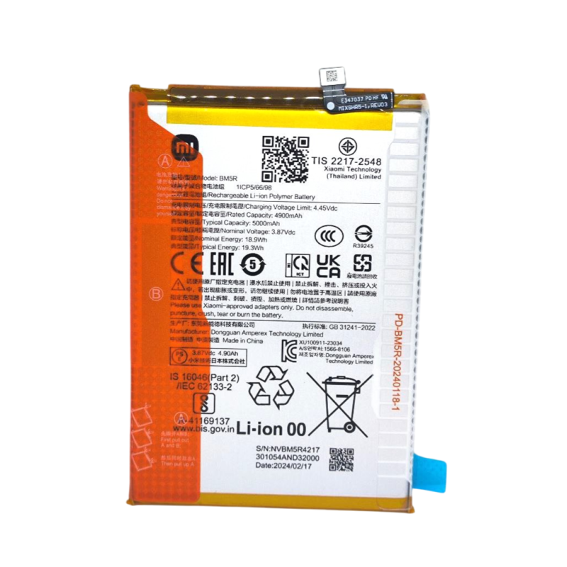 BATTERIA ORIGINALE BM5R XIAOMI REDMI 12 4G 23053RN02A 5000MaH CON ADESIVO