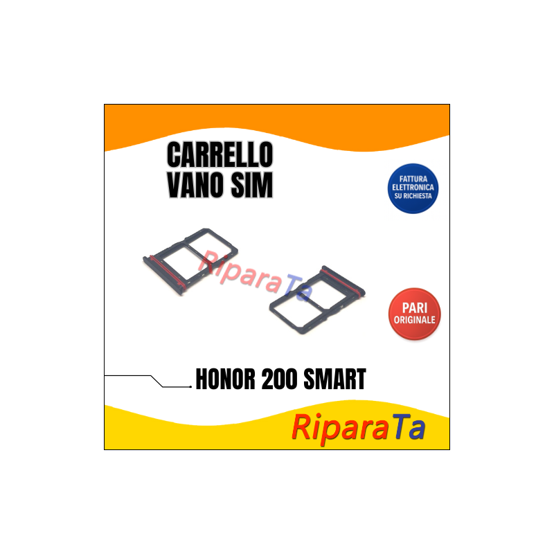 SLOT CARRELLO PORTA SIM CARD PER HONOR 200 SMART ALT-NX1 ALLOGGIO NERO