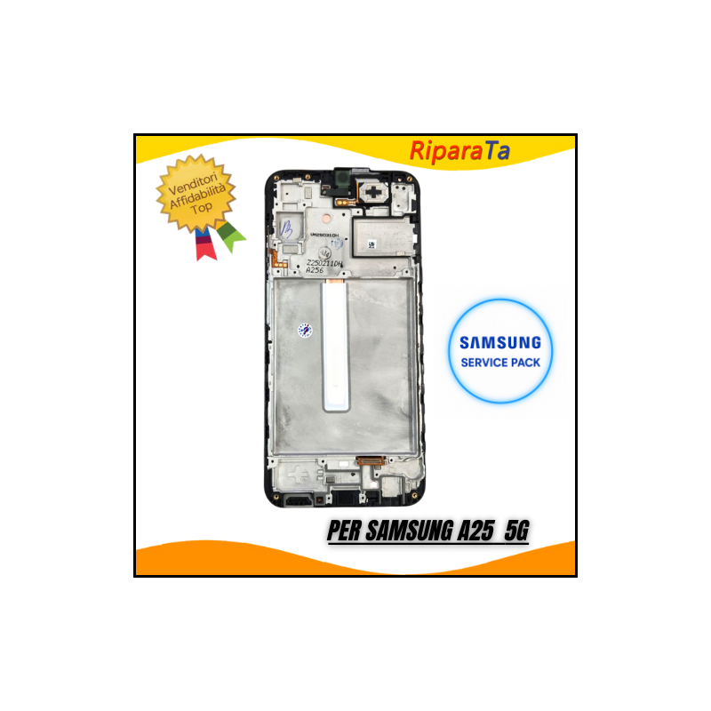DISPLAY ORIGINALE SAMSUNG GALAXY  A25 5G SM-A256B LCD+FRAME SERVICE PACK  NERO