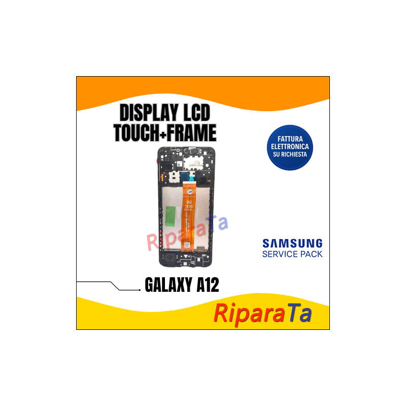 DISPLAY LCD+TOUCH SAMSUNG GALAXY A12 SM-A127 SERVICE PACK ORIGINALE NERO