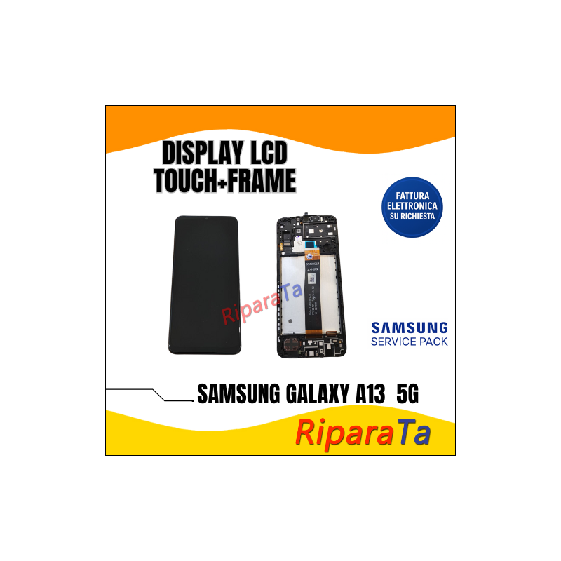 DISPLAY LCD+TOUCH+FRAME SAMSUNG GALAXY A13 5G SM-A136B SERVICE PACK ORIGINALE NERO