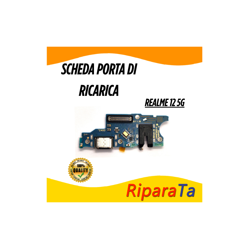 PCB Connettore + Microfono + Jack Audio - per REALME 12 5G - ORIGINALE